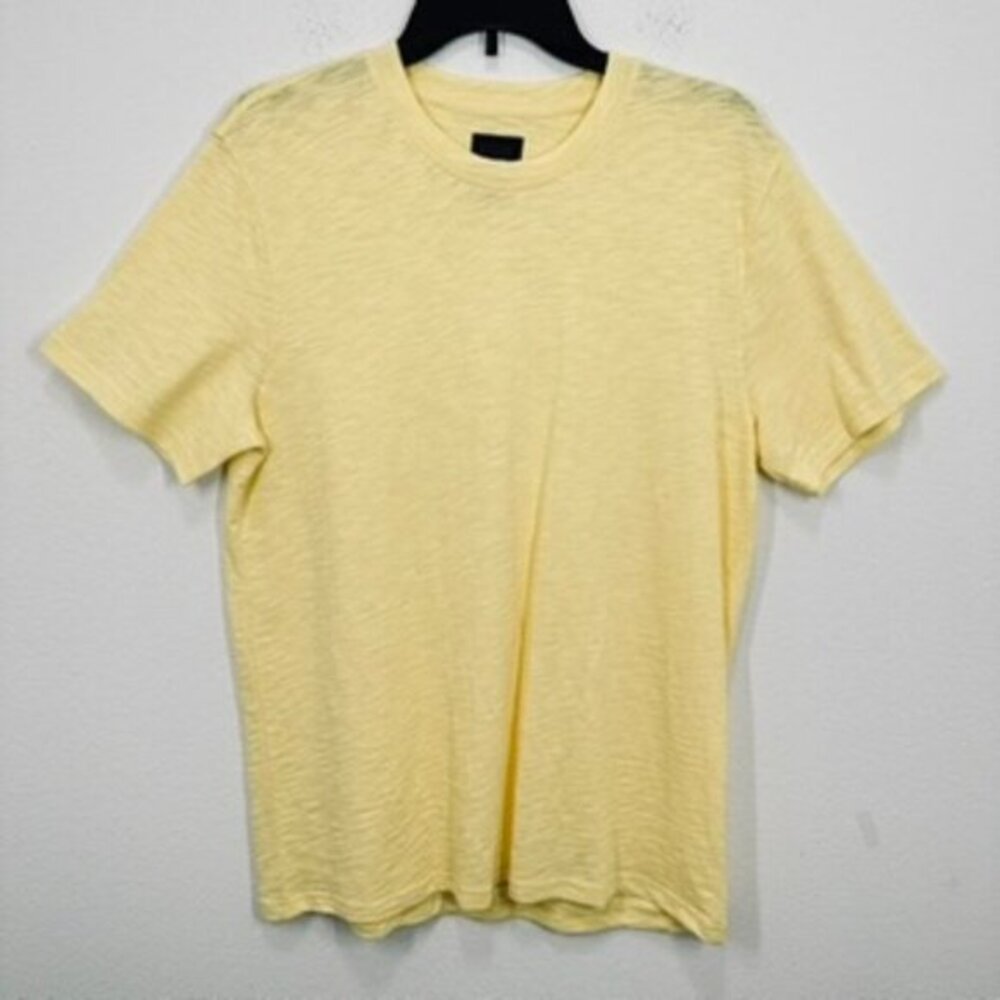 14th & Union Light Yellow Crewneck Casual Short Sleeve Tee Summer Beach Size Med